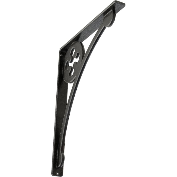 Ekena Millwork Crawley Wrought Iron Bracket, (Single center brace), Antiqued Pewter 1 1/2"W x 12"D x 15"H BKTM01X12X15SCRAPW - main